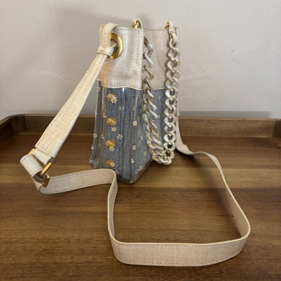 Hammitt Davis Small Undercover Daisy Cream Blue Vintage '21 Crossbody w Dust Bag - Picture 3 of 14